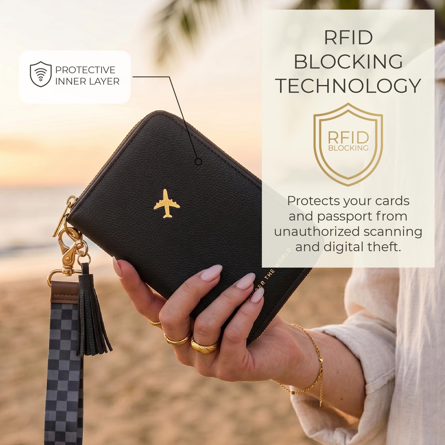 Passport Holder with Detachable Wristlet Strap
