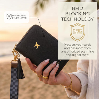 Passport Holder with Detachable Wristlet Strap