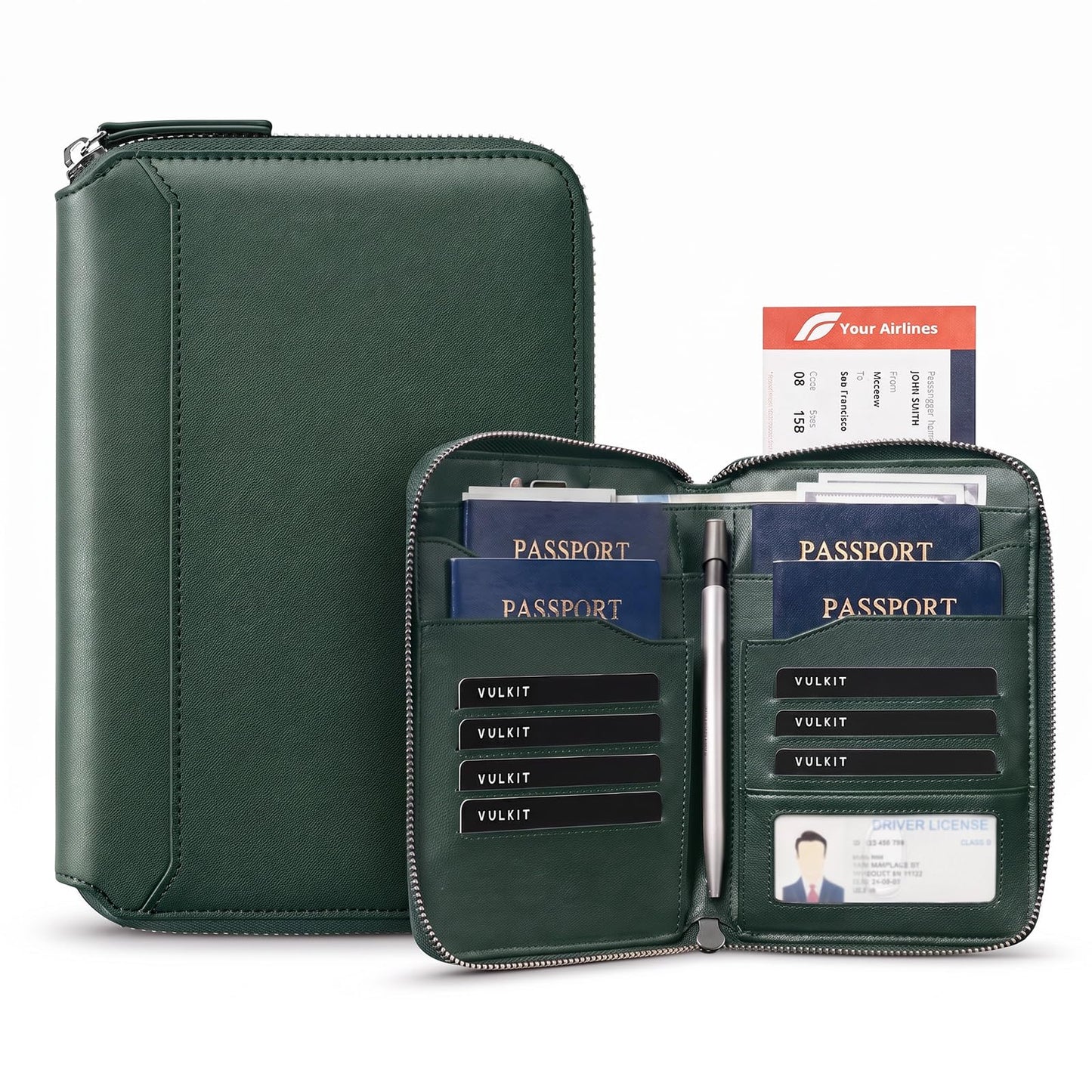 Leather Family Passport Wallet for 4–8 Passports