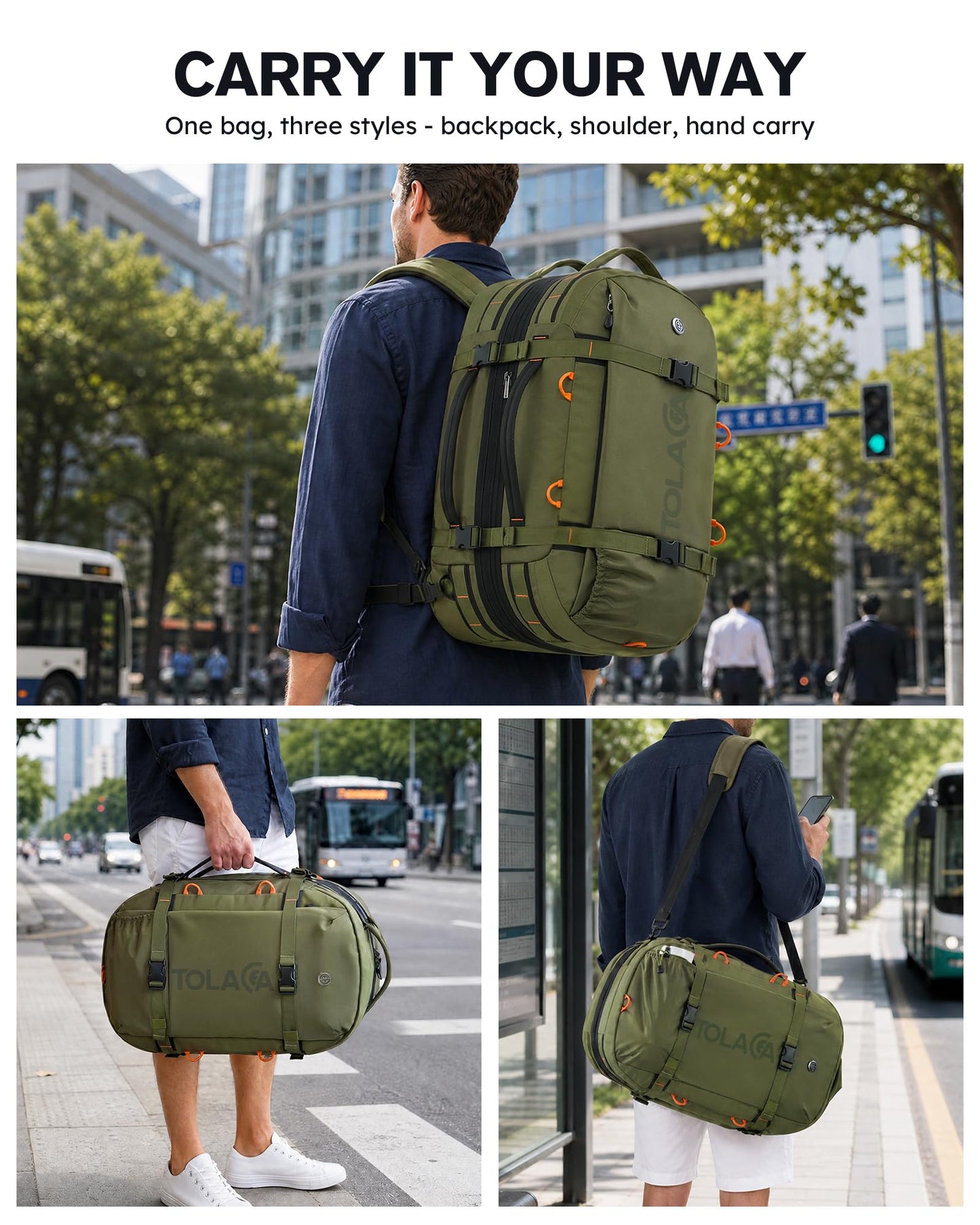40–50L Travel Backpack with Laptop Compartment