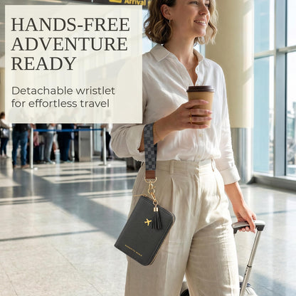 Passport Holder with Detachable Wristlet Strap