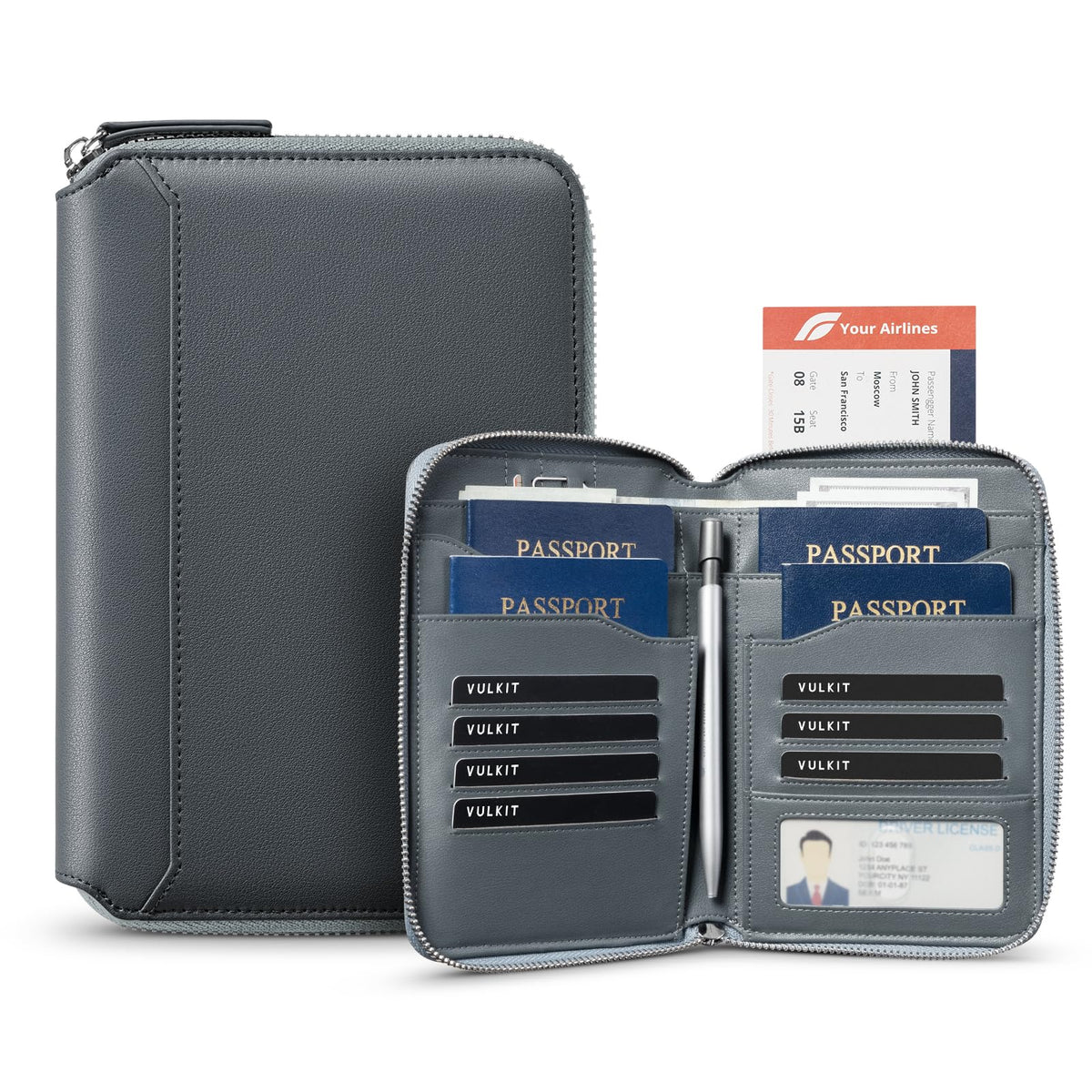 Leather Family Passport Wallet for 4–8 Passports