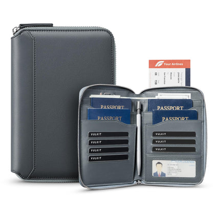 Leather Family Passport Wallet for 4–8 Passports