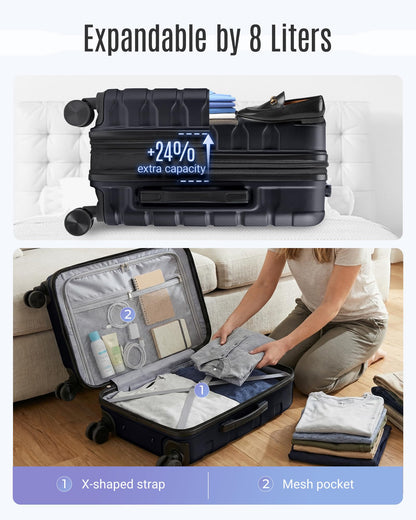 Carry-On Hardside Spinner Luggage with Expansion