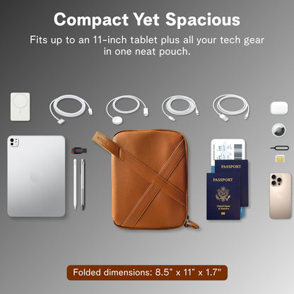 Vegan Leather Tech Pouch with Tablet Sleeve
