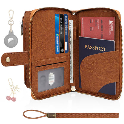 RFID Passport Wallet with Tracker Pocket and Wrist Strap