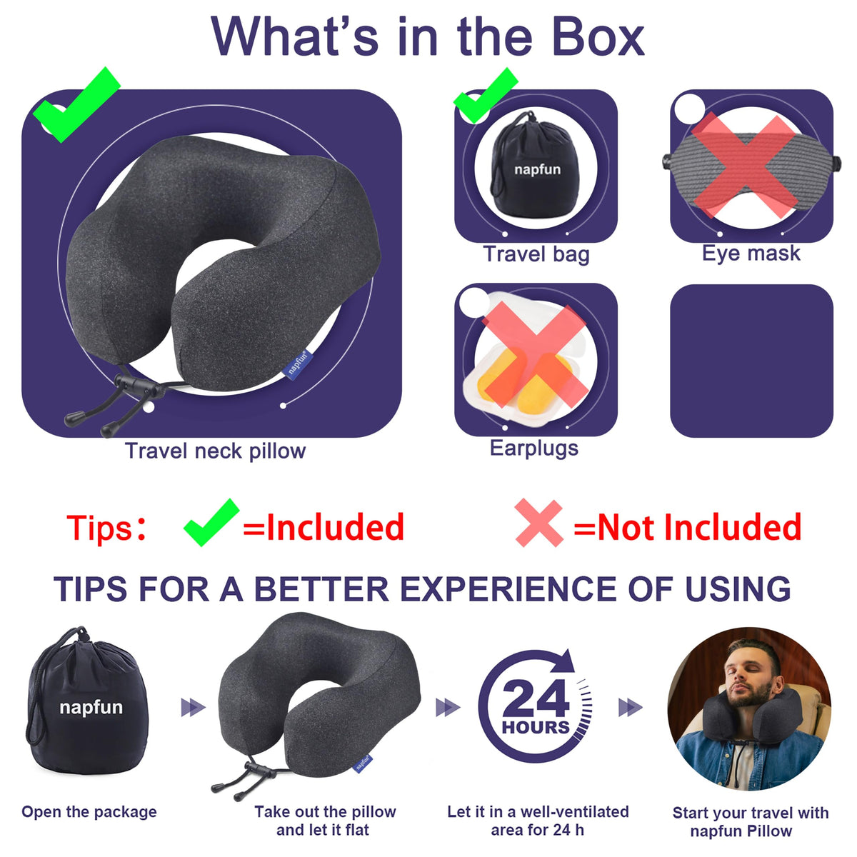 Memory Foam Travel Neck Pillow for Airplane Comfort