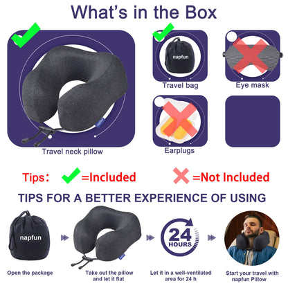 Memory Foam Travel Neck Pillow for Airplane Comfort