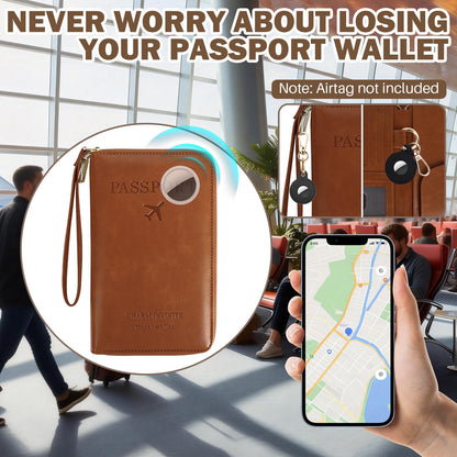 RFID Passport Wallet with Tracker Pocket and Wrist Strap