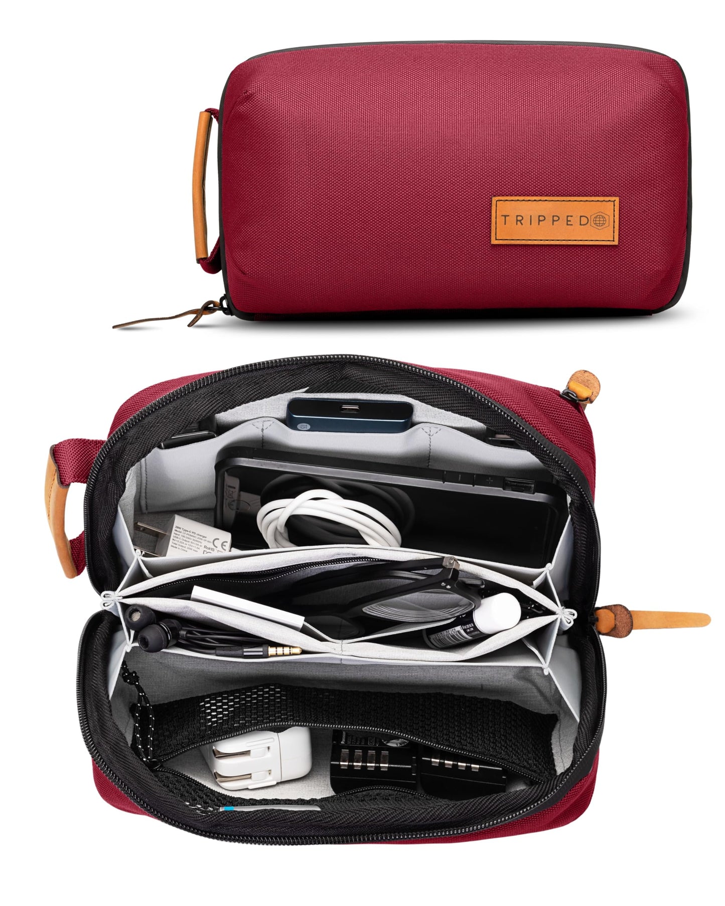 Tech Organizer Pouch with Leather Accents