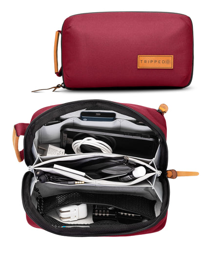 Tech Organizer Pouch with Leather Accents
