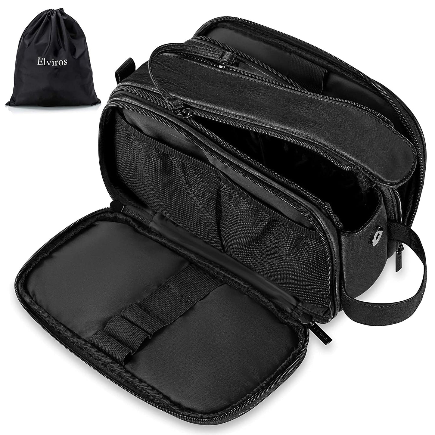 Men's PU Leather Toiletry Bag with Water Resistance
