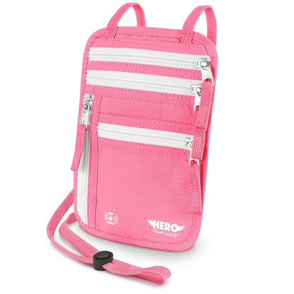RFID Travel Neck Wallet with Concealed Passport Holder