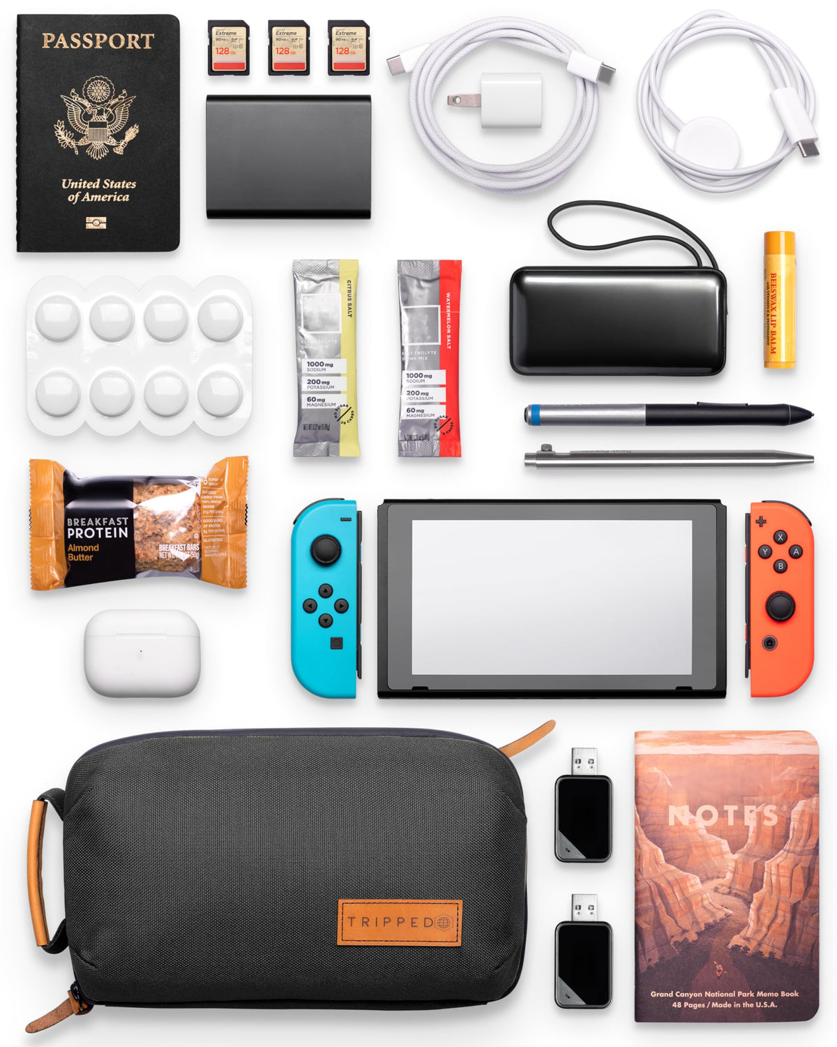 Tech Organizer Pouch with Leather Accents