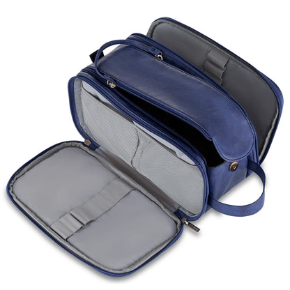 Men's PU Leather Toiletry Bag with Water Resistance