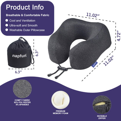 Memory Foam Travel Neck Pillow for Airplane Comfort