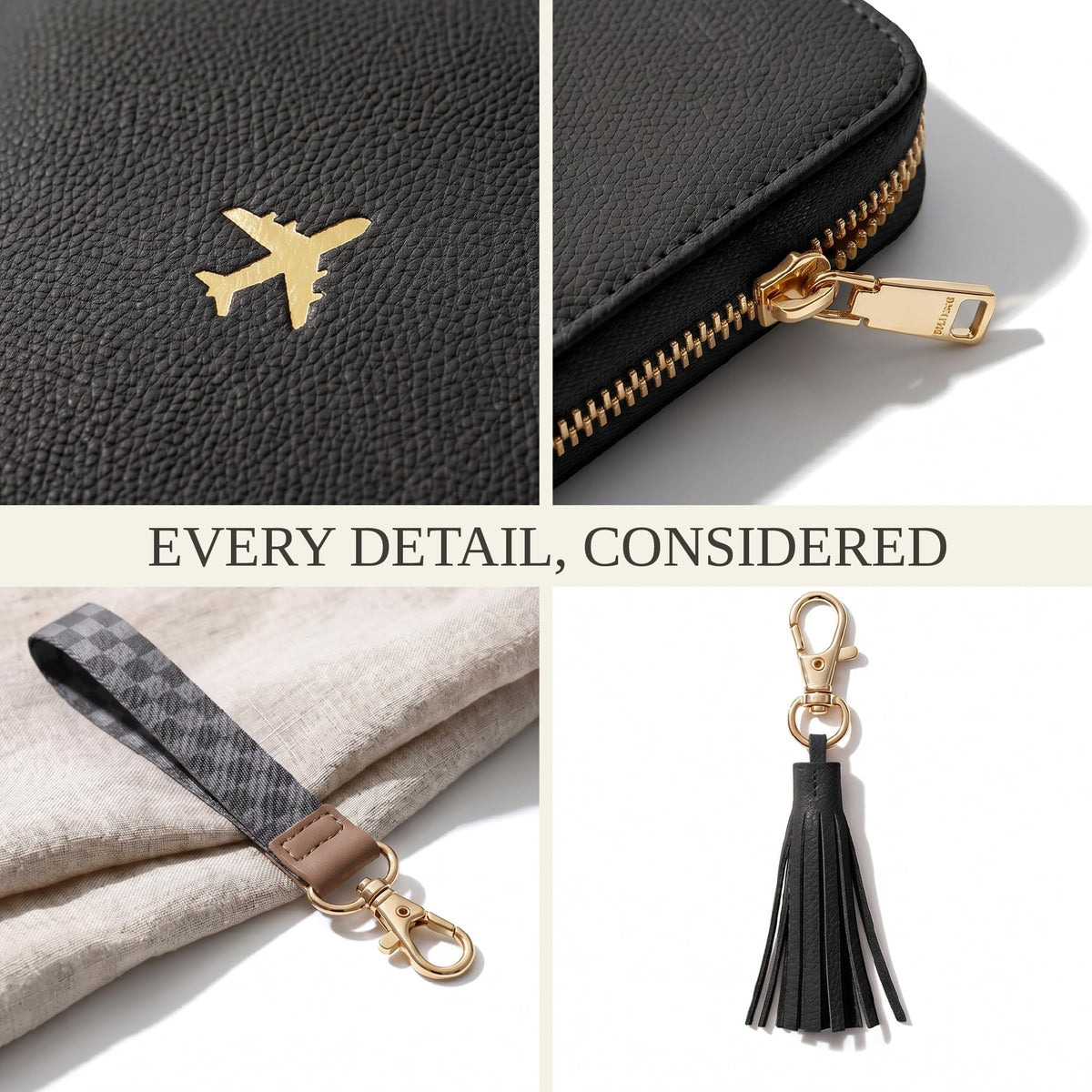 Passport Holder with Detachable Wristlet Strap