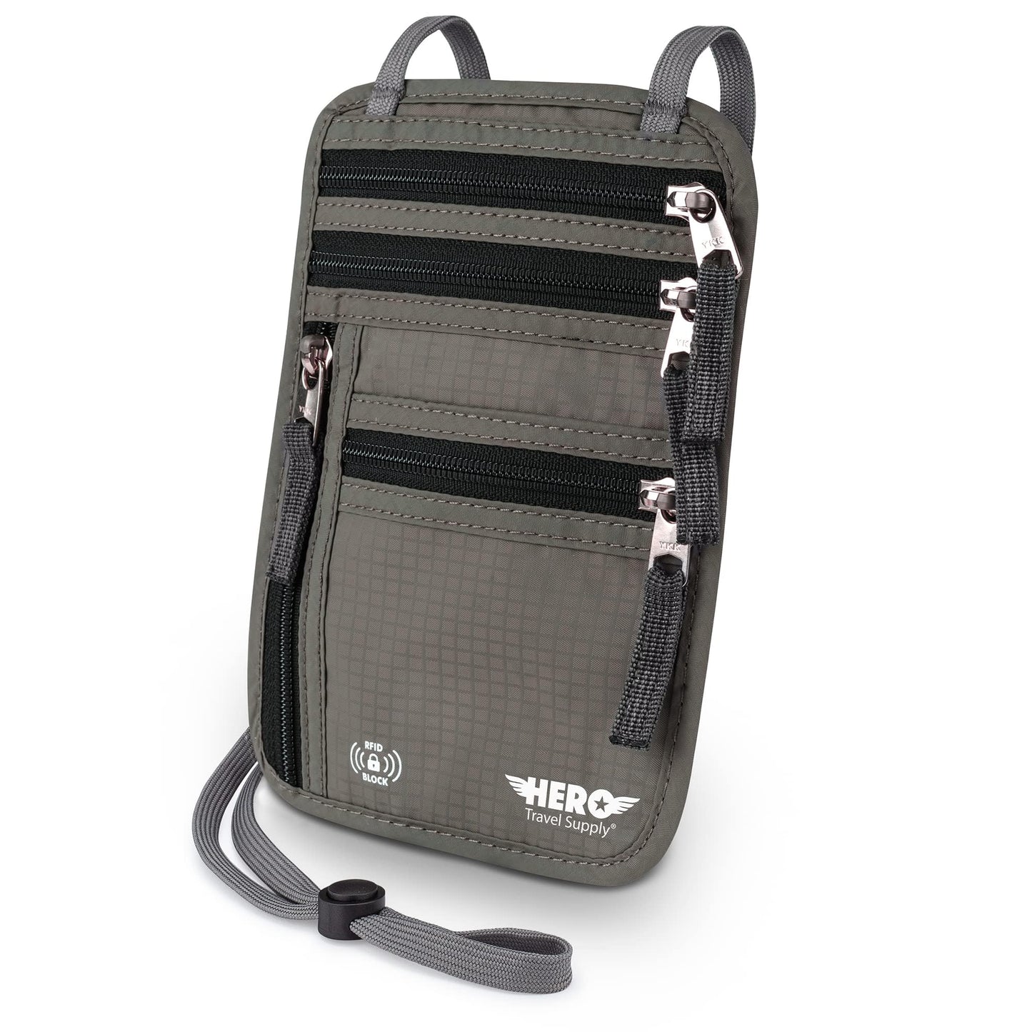 RFID Travel Neck Wallet with Concealed Passport Holder