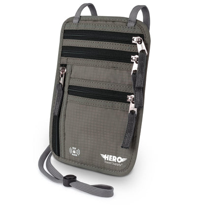 RFID Travel Neck Wallet with Concealed Passport Holder