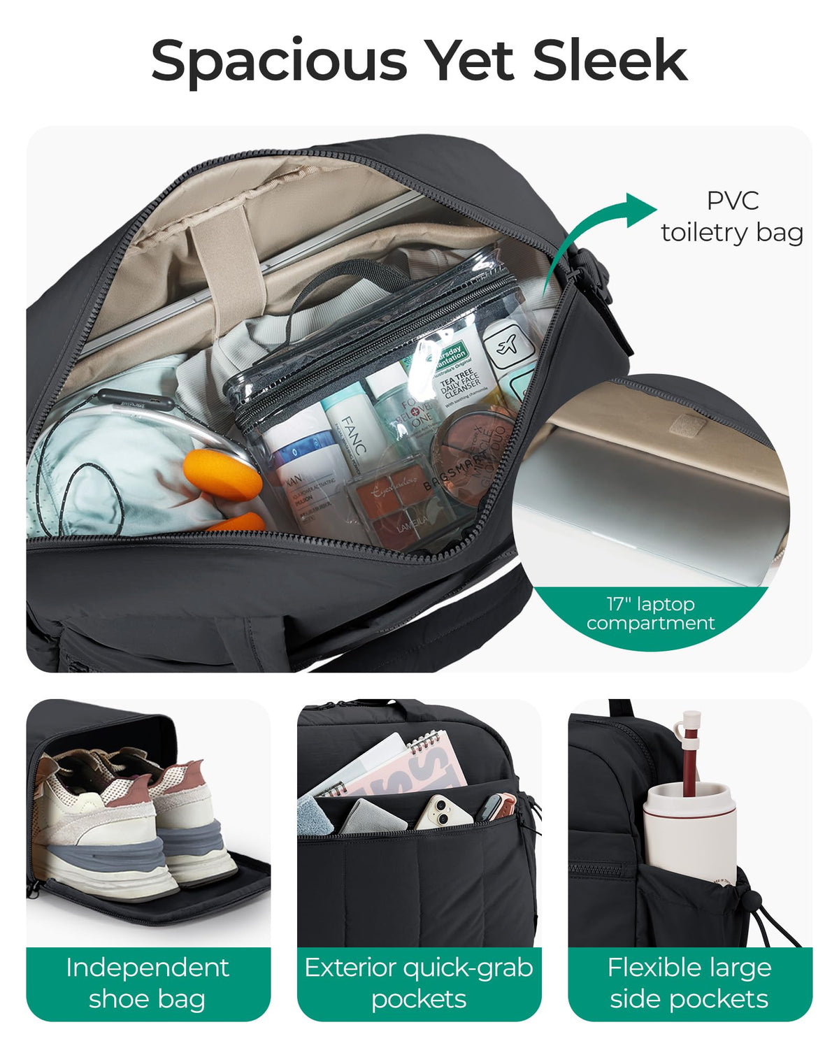 Women's Weekender Duffle Bag for Travel and Carry-On
