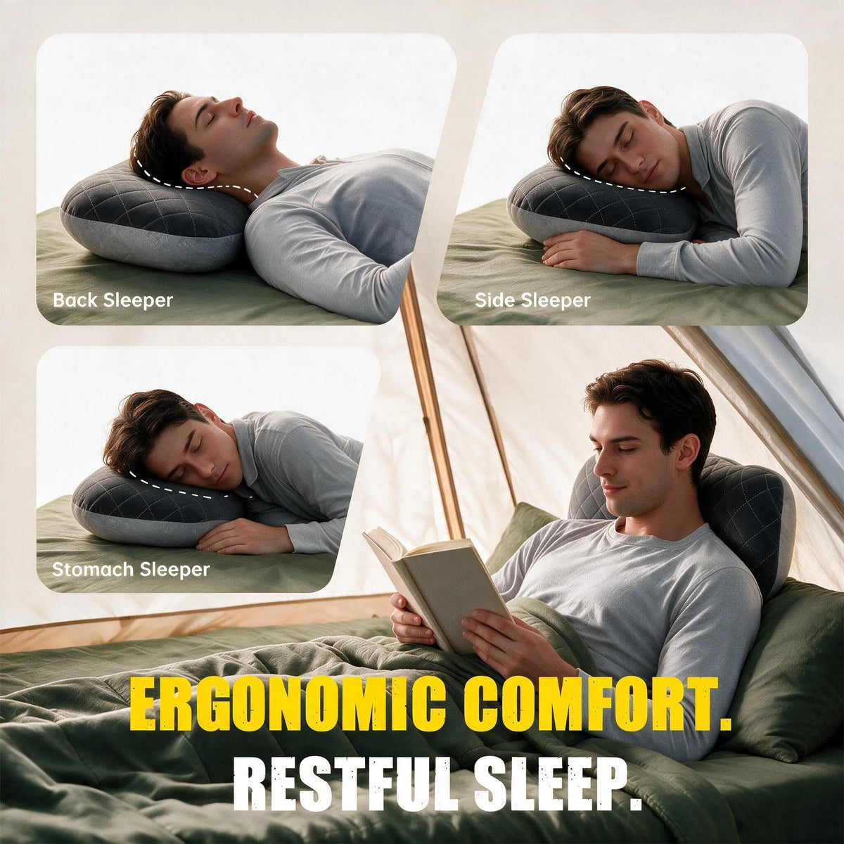 Inflatable Travel Pillow with Compact Camping Design