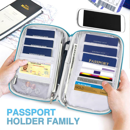 Family RFID Passport Wallet and Travel Organizer
