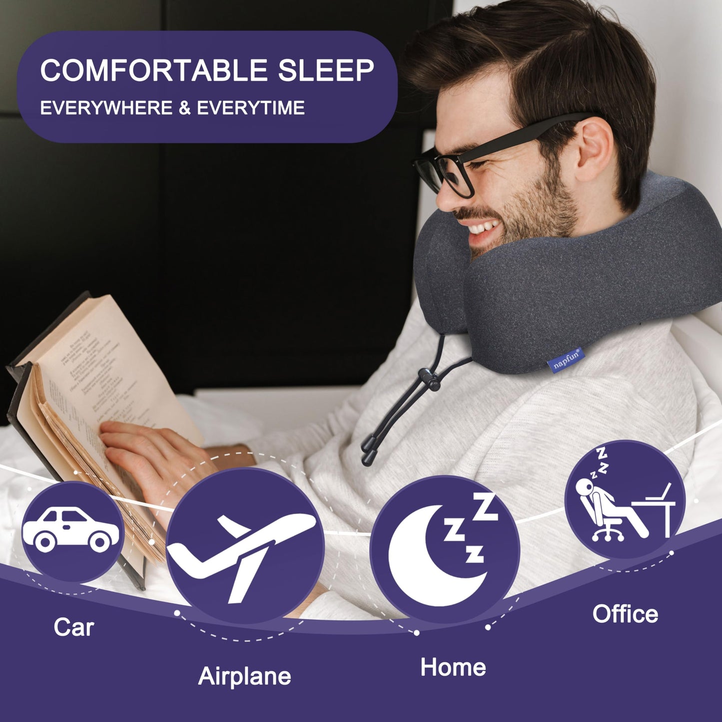 Memory Foam Travel Neck Pillow for Airplane Comfort