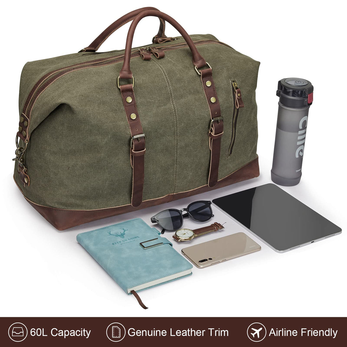 Men's Canvas Weekender Duffle Bag for Travel