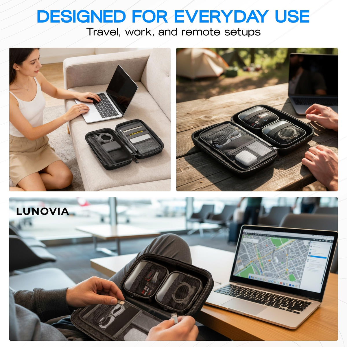 Hardshell Tech Organizer with Removable Pouches
