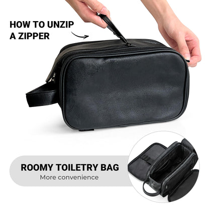 Men's PU Leather Toiletry Bag with Water Resistance