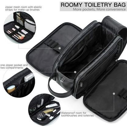 Men's PU Leather Toiletry Bag with Water Resistance