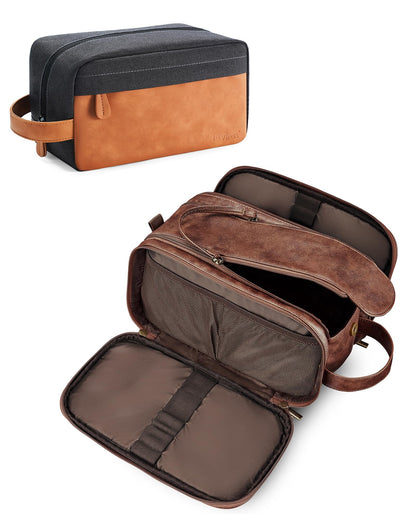 Men's PU Leather Toiletry Bag with Water Resistance