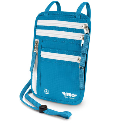 RFID Travel Neck Wallet with Concealed Passport Holder