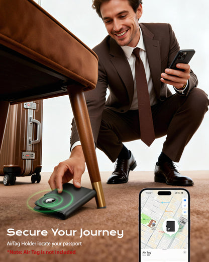 Passport Holder with Hidden AirTag Pocket