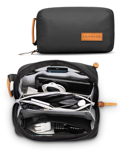 Tech Organizer Pouch with Leather Accents