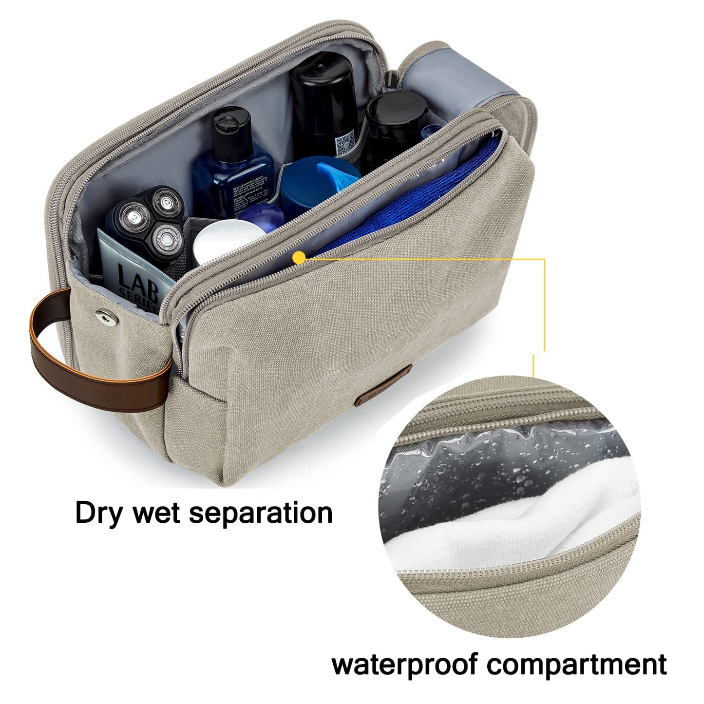 Men's Canvas Toiletry Bag with Water-Resistant Design