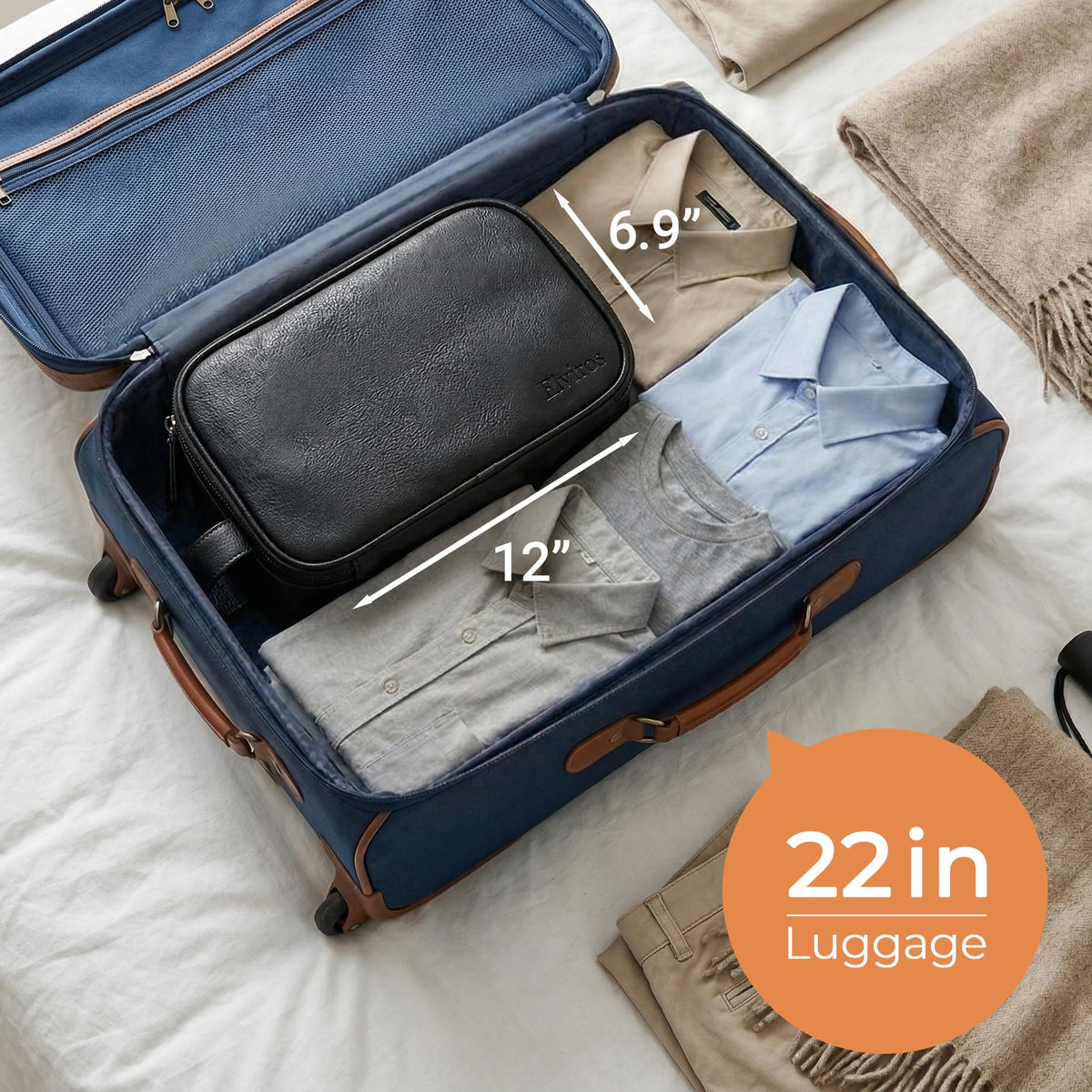 Men's PU Leather Toiletry Bag with Water Resistance