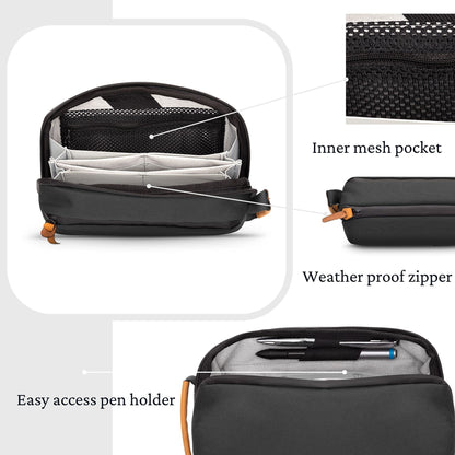 Tech Organizer Pouch with Leather Accents