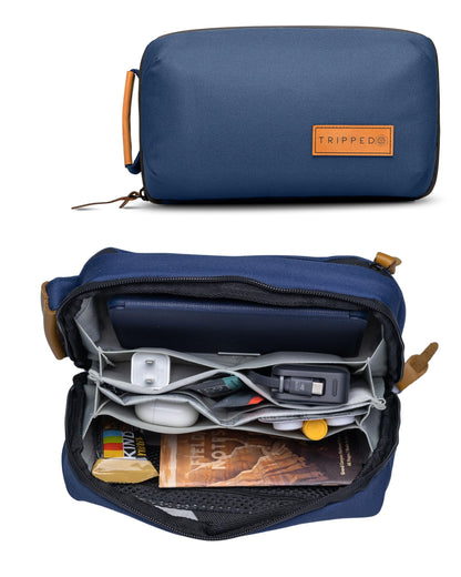 Tech Organizer Pouch with Leather Accents