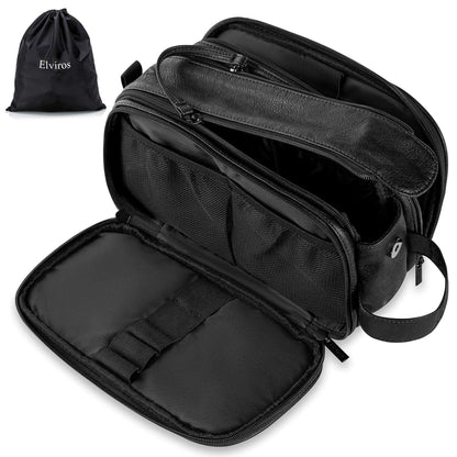 Men's PU Leather Toiletry Bag with Water Resistance