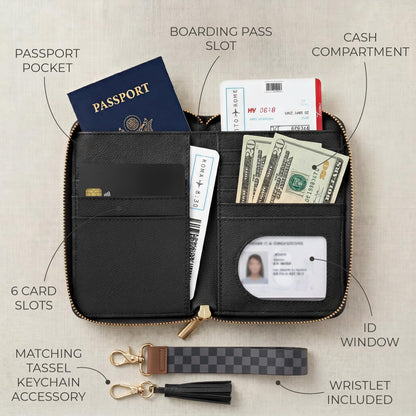 Passport Holder with Detachable Wristlet Strap