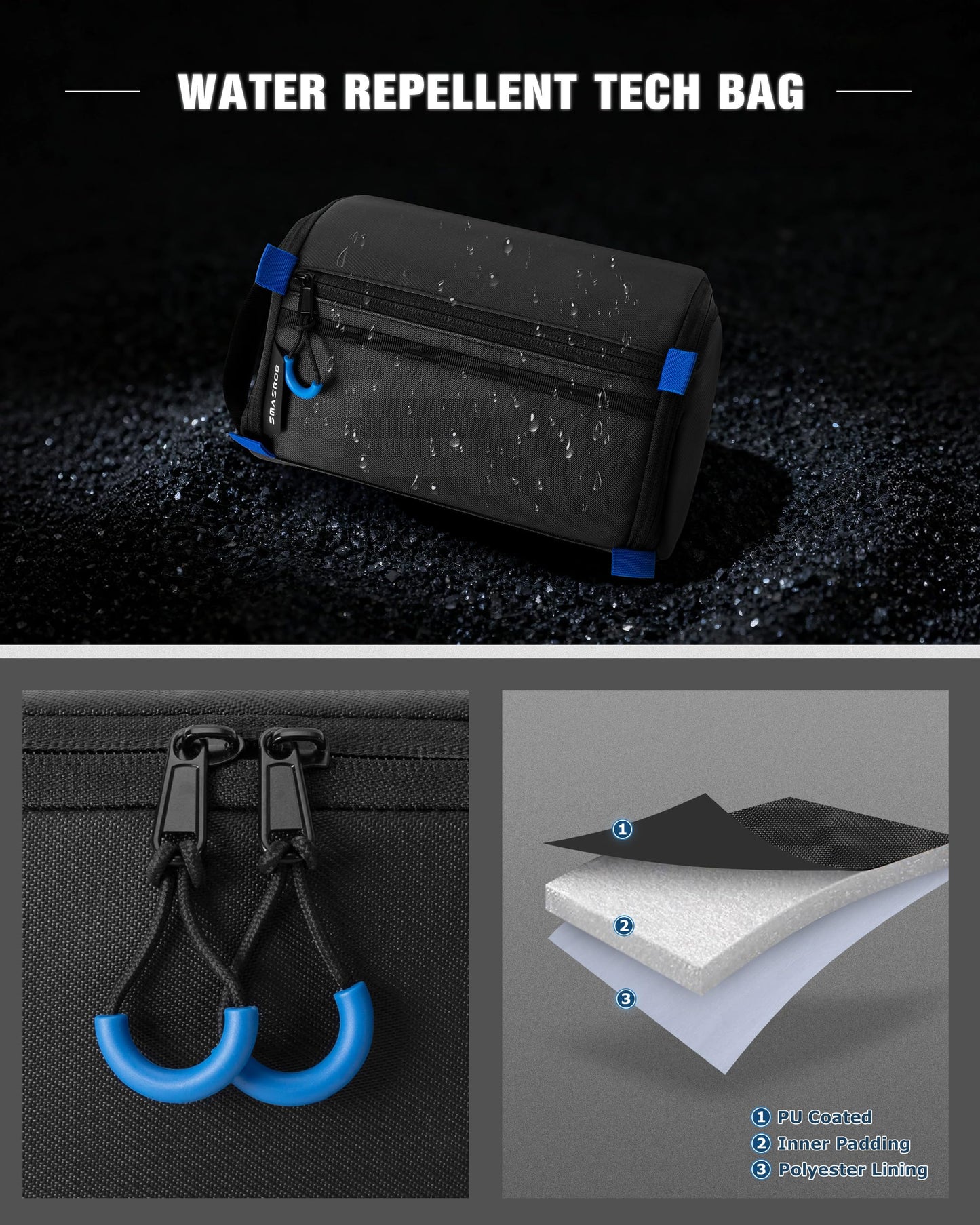 Tech Organizer Travel Case for Chargers and Cables