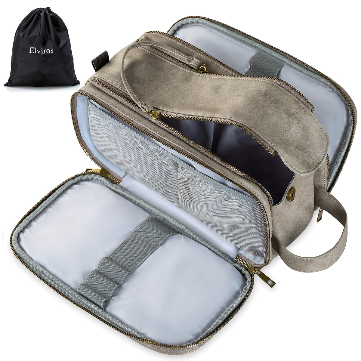 Men's PU Leather Toiletry Bag with Water Resistance