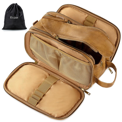 Men's PU Leather Toiletry Bag with Water Resistance