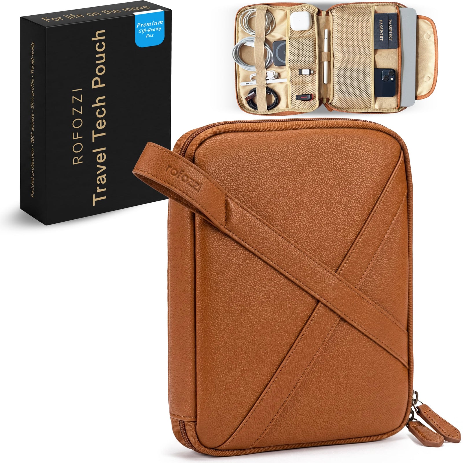Vegan Leather Tech Pouch with Tablet Sleeve