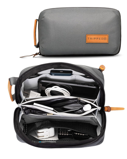 Tech Organizer Pouch with Leather Accents