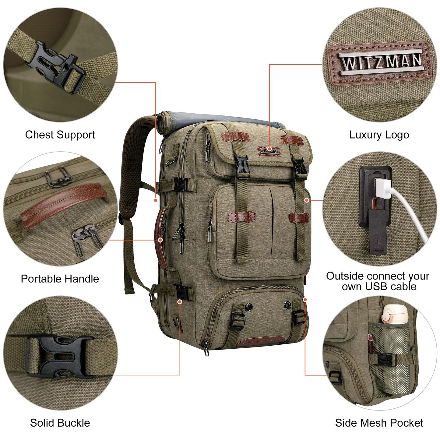 45L Carry-On Travel Backpack with Spacious Design